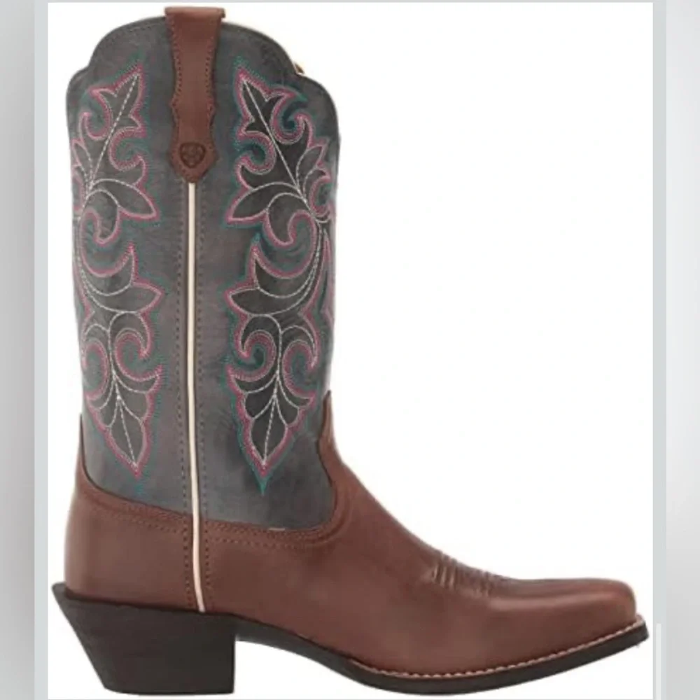 Ariat Women’s round up square toe western boots coastal cowgirl embroidered 8.5 - Picture 2 of 13